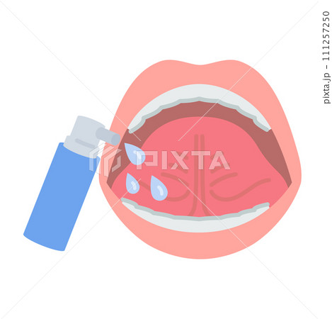 花粉症の舌下免疫療法イメージ（スギ花粉エキスの液体を滴下） 111257250