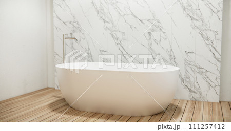 White Bathroom modern japan minimal style. 3D rendering White Bathroom modern japan minimal style. 3D rendering 111257412