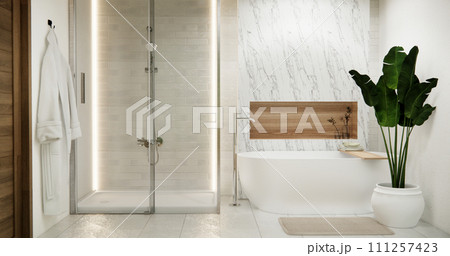 White Bathroom modern zen toilet japan style .3D rendering White Bathroom modern zen toilet japan style .3D rendering 111257423