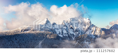 Canadian Nature Mountain Landscape. Aerial Background Panorama Canadian Nature Mountain Landscape. Aerial Background Panorama 111257682