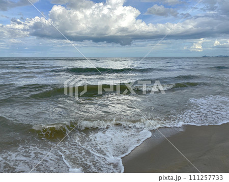 Sea with strong waves in the afternoon. clear sky no people. Sea with strong waves in the afternoon. clear sky no people. 111257733