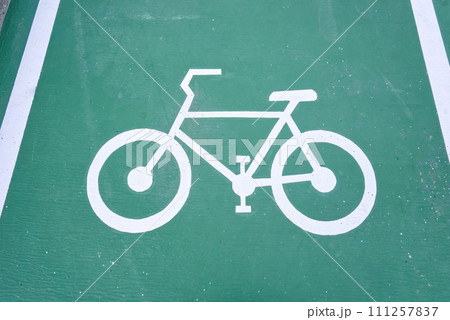 bicycle lane sign on the road bicycle lane sign on the road 111257837