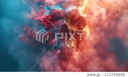 カラフルなインクのガイコツ カラフルなインクのガイコツ 111258698