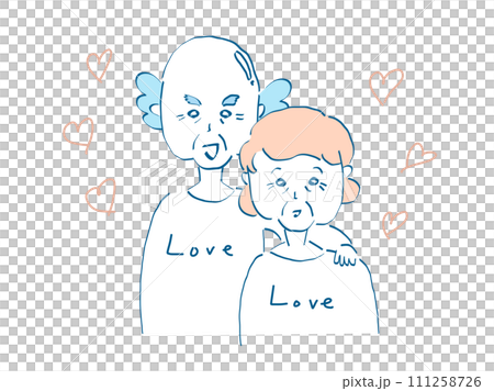 Senior Illustration material of the upper body of a friendly elderly couple 111258726