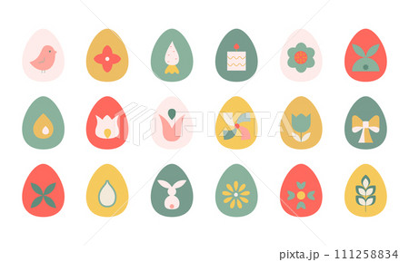 Abstract minimalistic easter eggs with simple elements. Abstract minimalistic easter eggs with simple elements. 111258834