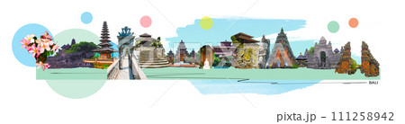 Collage of photos from Bali. Indonesia - travel background 111258942