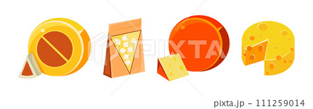 Cheese Different Type Flat Icon and Object...のイラスト素材 [111259014] - PIXTA