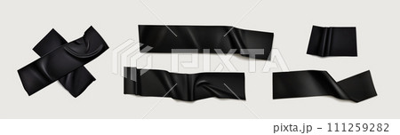 Realistic vector black adhesive duct tape pieces Realistic vector black adhesive duct tape pieces 111259282