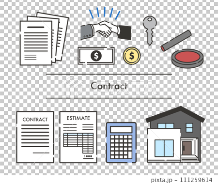 Illustration set about contracts Illustration set about contracts 111259614