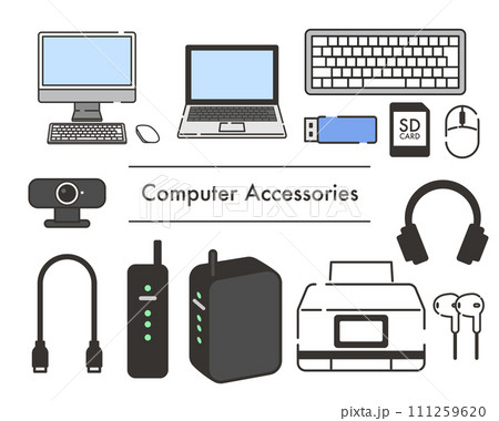 パソコン周辺機器のイラストセット 111259620