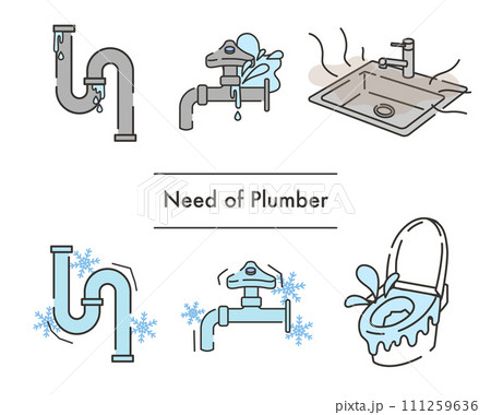 水回りのトラブルのイラストセット 水回りのトラブルのイラストセット 111259636