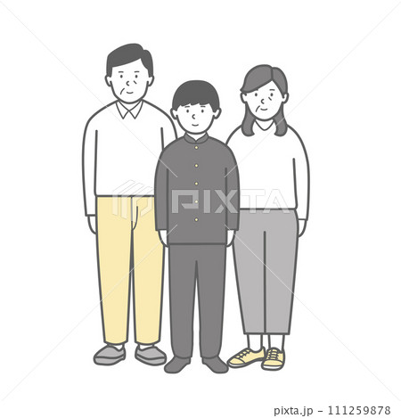 中学生の男の子の家族の全身イラスト 111259878