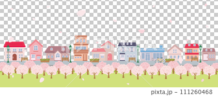 桜の咲く春の街並み 111260468