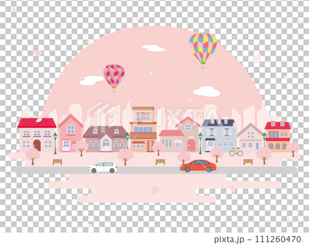 櫻花盛開的春天城市景觀 111260470