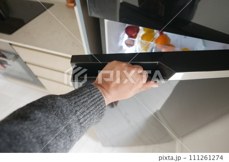half open fridge with food and vegetables , half open fridge with food and vegetables , 111261274