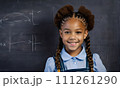 AI-generated content. little girl portrait smile, face little schoolgirl, little student educational institution, 7 years old, child kid girl sitting desk smile, team work, friends classmates, work 111261290