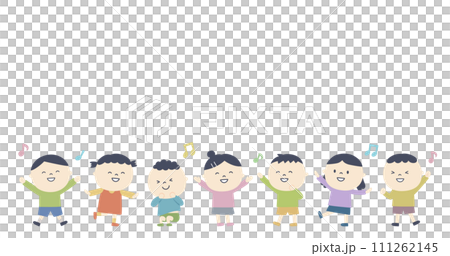 Children moving their bodies to the rhythm and copy space 111262145