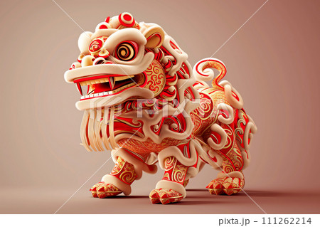 3D Red Dragon is a symbol of the 2024 Chinese New Year on a solid background 111262214