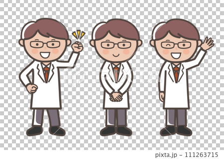 Pose set of an elite-style male doctor wearing a white coat_guts pose_greeting_reply Pose set of an elite-style male doctor wearing a white coat_guts pose_greeting_reply 111263715