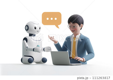 会話型AIロボットとビジネスマン 111263817