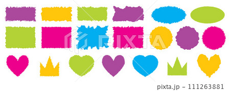 Jagged rectangle. Bright color simple shapes. Rectangle paper template jagged and rough. Jagged rectangle. Bright color simple shapes. Rectangle paper template jagged and rough. 111263881