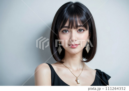 セミロングヘアの若い女性 111264352