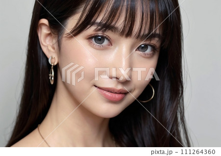 こちらを見つめる若い女性 111264360