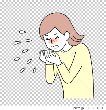 A woman sneezing A woman sneezing 111264491