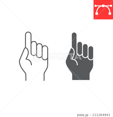 One finger up line and glyph icon, Ramadan and gesture, Allah is one vector icon, vector graphics, editable stroke outline sign, eps 10. 111264941