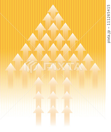 成長、上昇のイメージの矢印の背景イラスト　小さな矢印が集合したインフォグラフィック 111265415