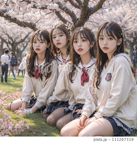 公園で花見を楽しむ女子高生 AIグラビア AI写真 AI画像 公園で花見を楽しむ女子高生 AIグラビア AI写真 AI画像 111267319