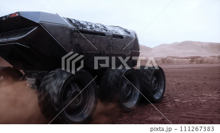 Electric rover on alien planet. Mars surface. 3d rendering. 111267383