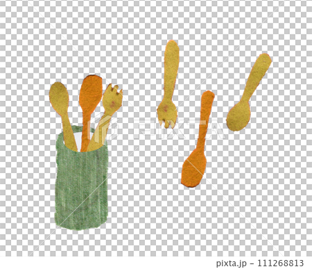 パスタ、フォーク、スプーン、調理器具、背景素材、野菜、園芸、ガーデニング、イメージ素材 111268813