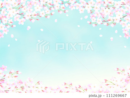桜の花と青空の背景イラスト 桜の花と青空の背景イラスト 111269667
