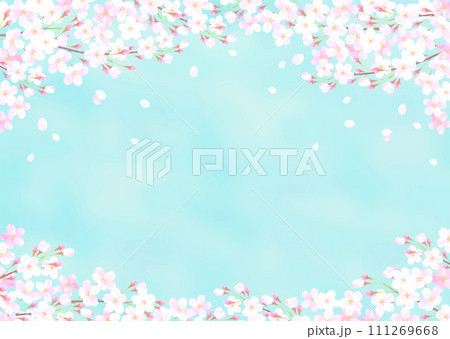 桜の花と青空の背景イラスト 桜の花と青空の背景イラスト 111269668