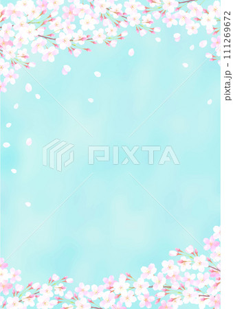 桜の花と青空の背景イラスト 111269672