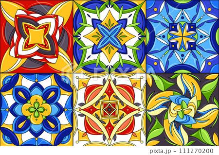 Set of ceramic tile patterns. Gorgeous seamless patterns. Can be used for wallpaper pattern fills web page background or surface textures Set of ceramic tile patterns. Gorgeous seamless patterns. Can be used for wallpaper pattern fills web page background or surface textures 111270200