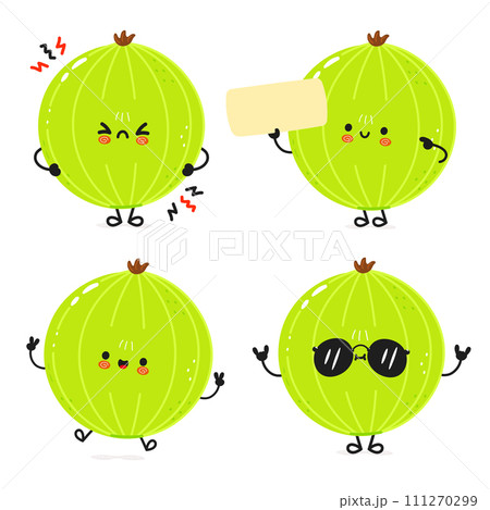 Funny Gooseberry characters bundle set. Vector hand drawn doodle style cartoon character illustration icon design. Cute Gooseberry mascot character collection Funny Gooseberry characters bundle set. Vector hand drawn doodle style cartoon character illustration icon design. Cute Gooseberry mascot character collection 111270299
