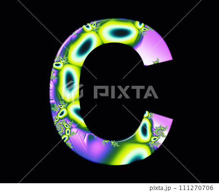 3D render of colorful fractal alphabet letter 3D render of colorful fractal alphabet letter 111270706