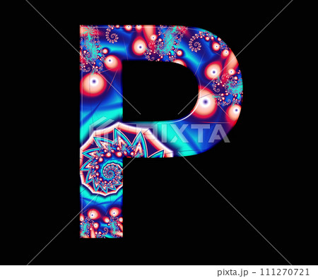 3D render of colorful fractal alphabet letter 3D render of colorful fractal alphabet letter 111270721