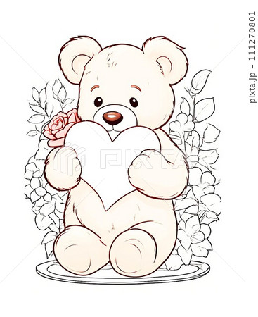 Valentine's Day Coloring Page with Billy Bear 111270801