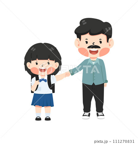 father holding his daughters hand 111270831