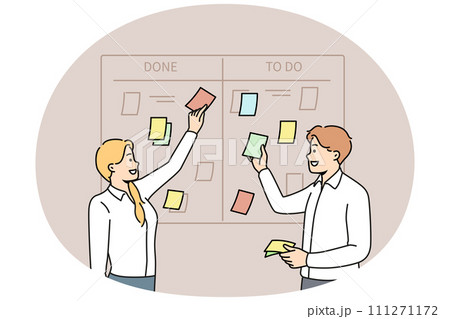 Businesspeople brainstorm manage tasks in office 111271172