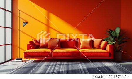 bright sofa in a modern room in vivid modern style 111271194