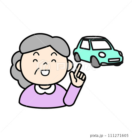 シンプルな人物イラスト マイカーとシニア シンプルな人物イラスト マイカーとシニア 111271605