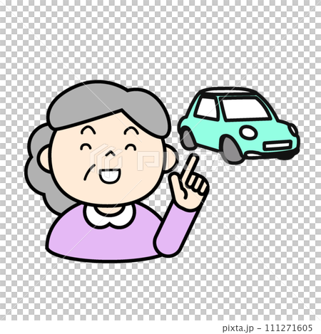 シンプルな人物イラスト マイカーとシニア シンプルな人物イラスト マイカーとシニア 111271605