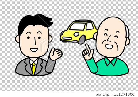 シンプルな人物イラスト　マイカーとシニア 111271606