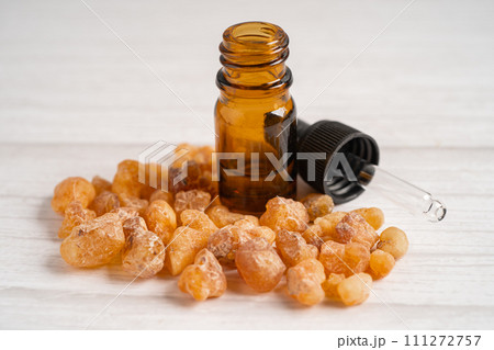 Frankincense or olibanum aromatic resin isolated on white background used in incense and perfumes. 111272757