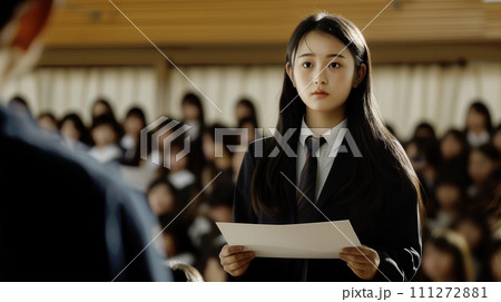AI画像生成 卒業証書を受け取る女子生徒 AI画像生成 卒業証書を受け取る女子生徒 111272881