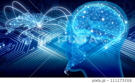人工知能と青のサイバーデジタル背景イメージ 人工知能と青のサイバーデジタル背景イメージ 111273208